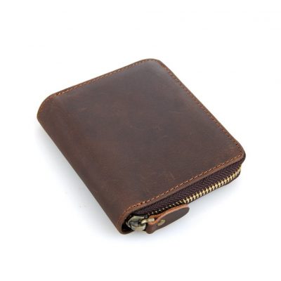 Zipper Around Leather Wallet Leather Coin Pocket