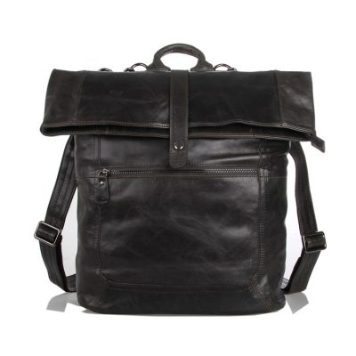 Men's Leather Roll Top Backpack