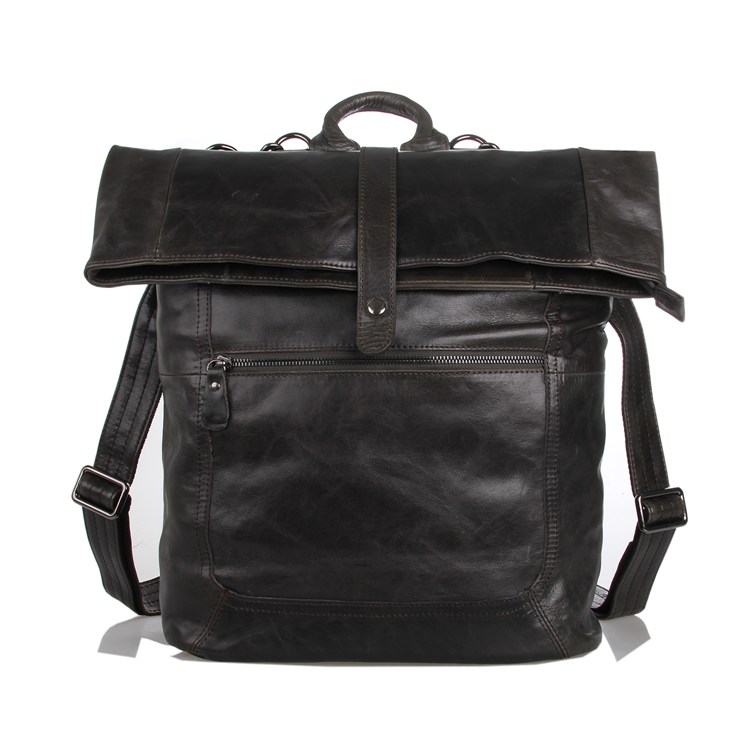 Men&#39;s Leather Roll Top Backpack
