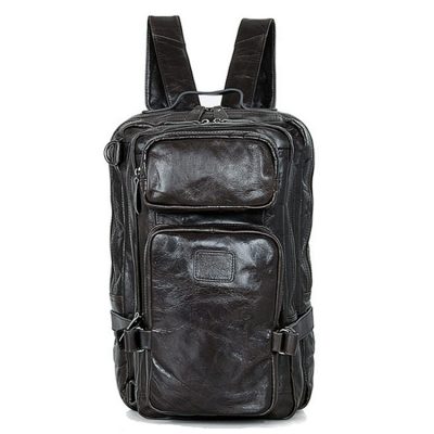 Men's Outdoor Camping Leather Backpack Travel Bags