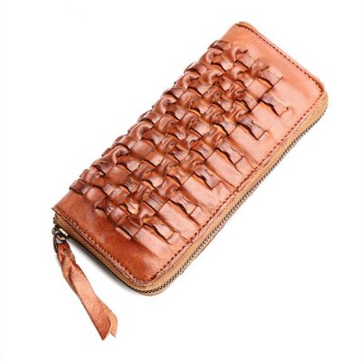 Long Vegetable Tanned Leather Purse
