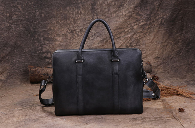 black businessmen leather briefcase