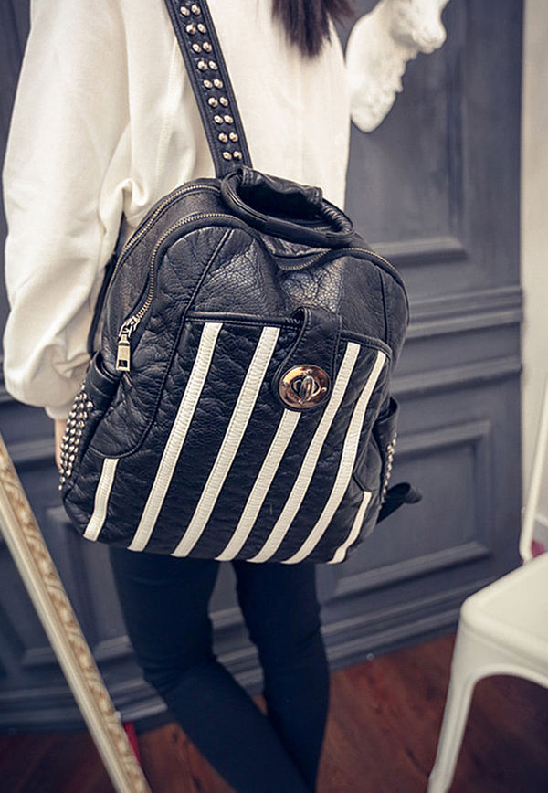 leather backpack in spring