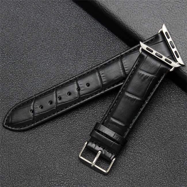 Black alligator leather apple watch bands