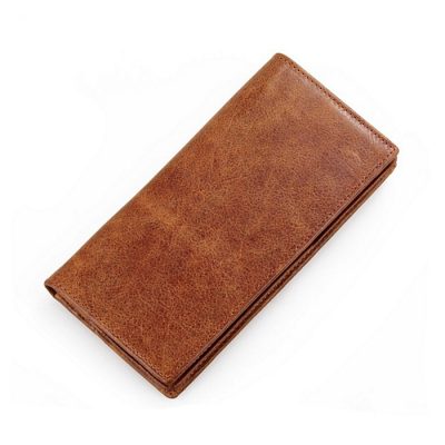 Brown Fashion Genuine Leather Long Wallet
