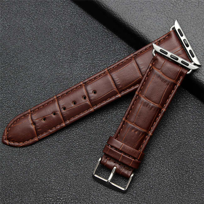 Brown alligator leather apple watch bands