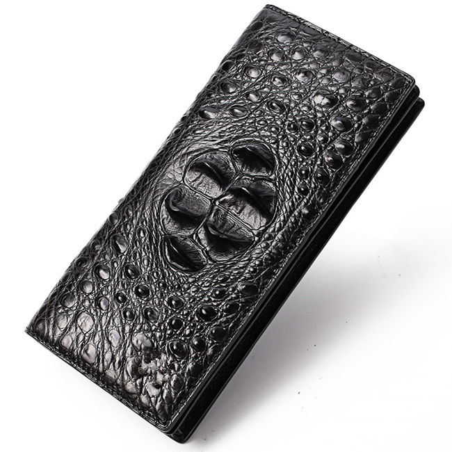 Long Black Crocodile Wallet