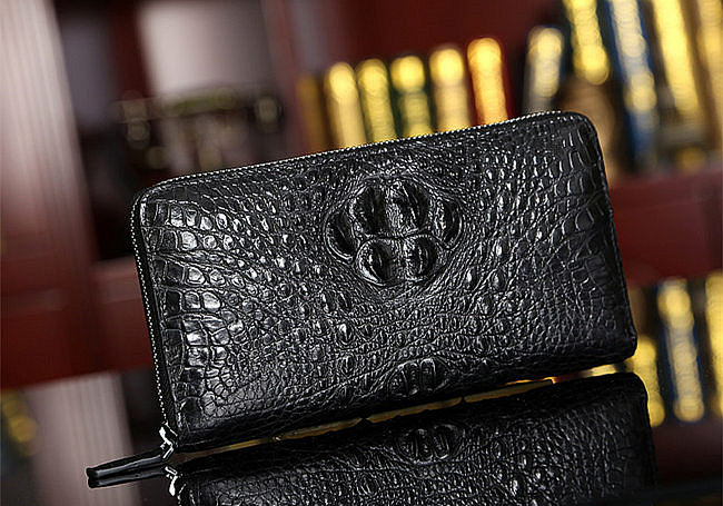 crocodile head leather wallet for men