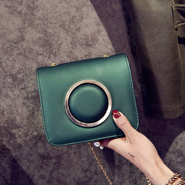 Green Concave Shape Clutch Bag