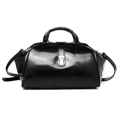 Black Designer Genuine Leather Handbag