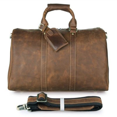 Brown Leather Duffle Bag