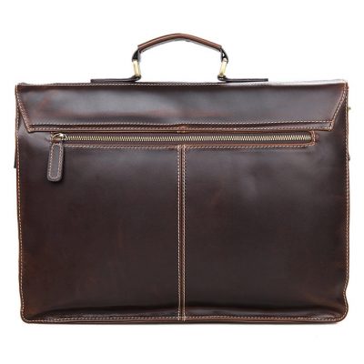 usiness Leather Messenger Bag-Back