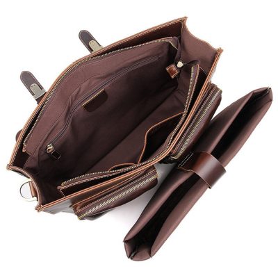 Business Leather Messenger Bag-Inside