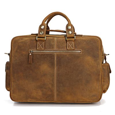 Casual Leather Briefcases Laptop Bag Brown Color