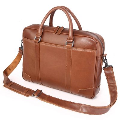 Classic Business Leather Briefcase-Side