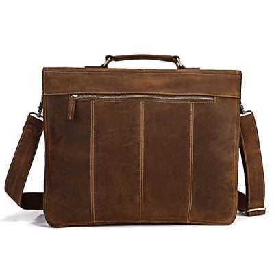 Classic Leather Messenger Bag-Back