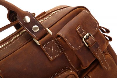 Handmade Vintage Leather Briefcase Travel Bag-Details