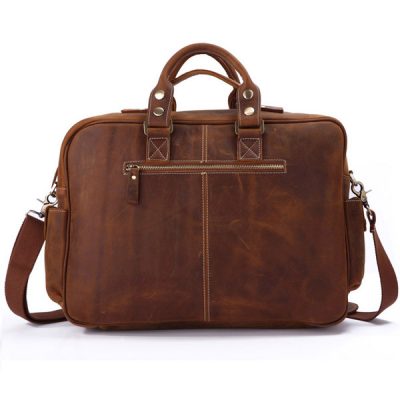 Handmade Vintage Leather Briefcase Travel Bag-Size-back