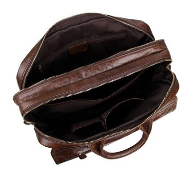 Leather Messenger Laptop Bag-Inside