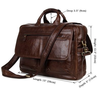 Leather Messenger Laptop Bag-Size