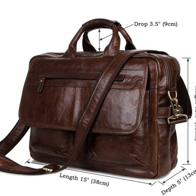 Leather Messenger Laptop Bag-Size