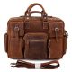 Men's casual leather briefcases-Red brown color