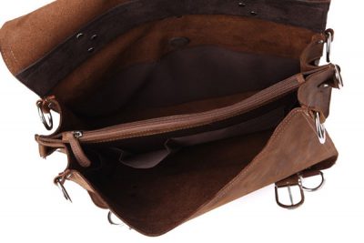 Rugged Leather Messenger Bag-Inside