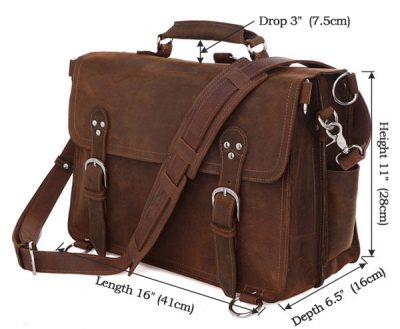 Rugged Leather Messenger Bag-Size