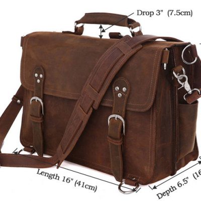 Rugged Leather Messenger Bag-Size