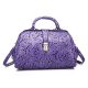 Purple Embossed Leather Handbag