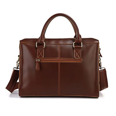 Unisex Classic Leather Briefcase-Back