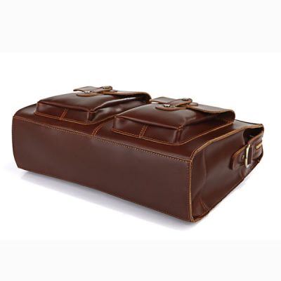 Unisex Classic Leather Briefcase-Bottom