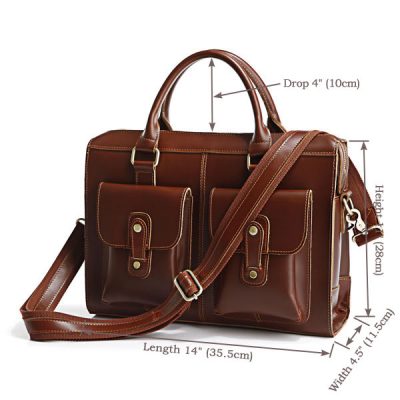 Unisex Classic Leather Briefcase-Size