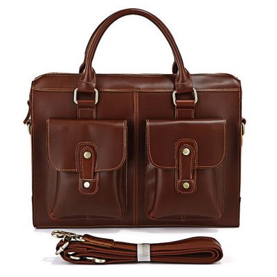 Unisex classic leather briefcase
