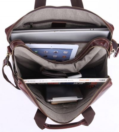 Vintage Leather Laptop Bag-Inside