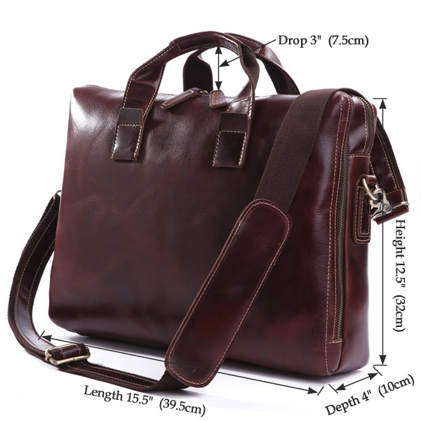 Slim Leather Messenger Bag and Leather Laptop Bag