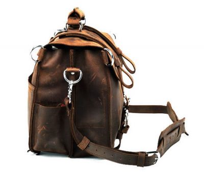 Vintage Leather Messenger Bag-Side