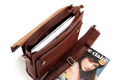 excellent leather messenger bag-inside