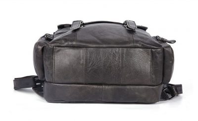 Black Casual Leather Backpack-Bottom