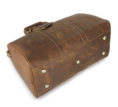 Brown Leather Duffle Bag weekend Bag-Bottom