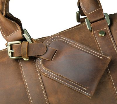 Brown Leather Duffle Bag weekend Bag-Details