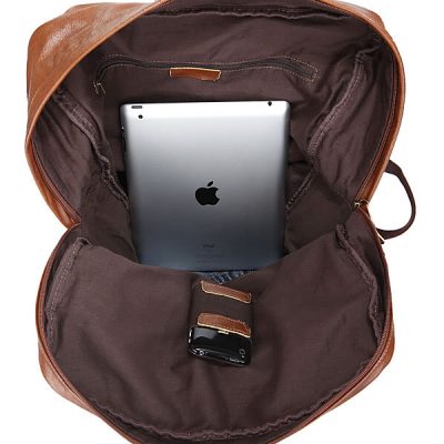 Casual Leather Travel Backpack-Inside
