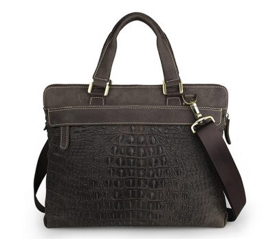 Crocodile Embossed Laptop Bag-Back