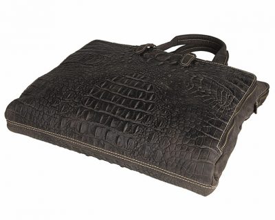 Crocodile Embossed Laptop Bag-Side