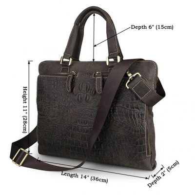 Crocodile Embossed Laptop Bag-Size