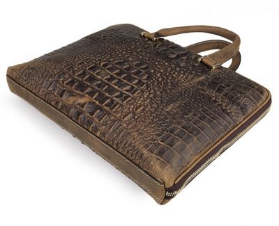 Crocodile Embossed Leather Bag-Side