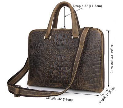 Crocodile Embossed Leather Bag-Size