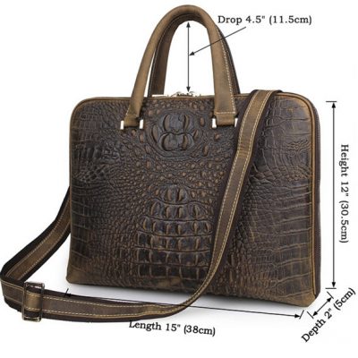 Crocodile Embossed Leather Bag-Size