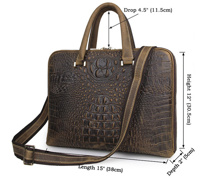 Crocodile Embossed Leather Bag / Laptop Bag