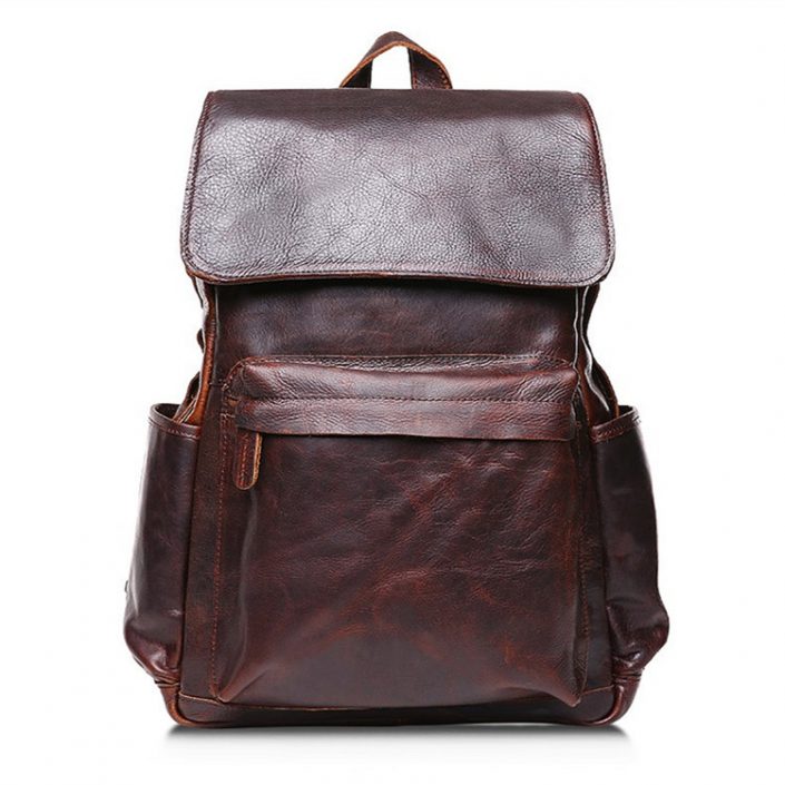 Vintage Leather Backpack, Brown & Black Leather Backpack